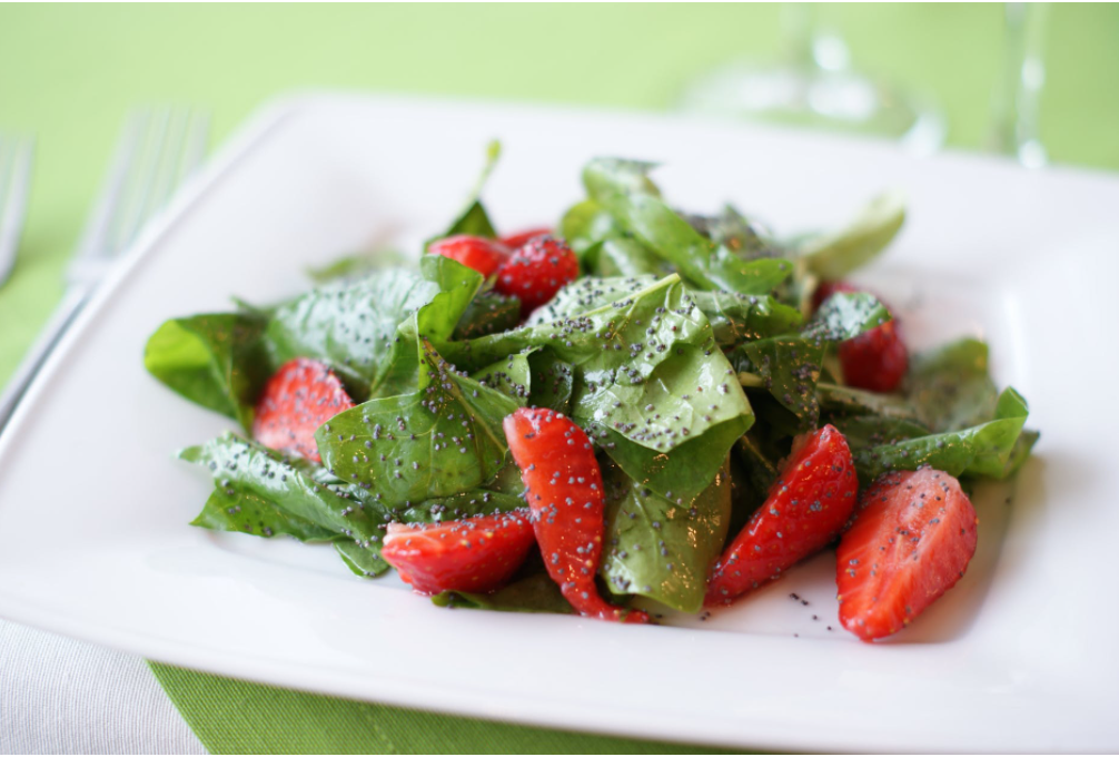 healthy green salad with vanilla extract